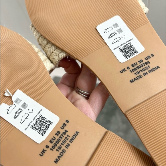 ASOS design sunset jute espadrille flat slide size 8 new casual beaded - Picture 7 of 7